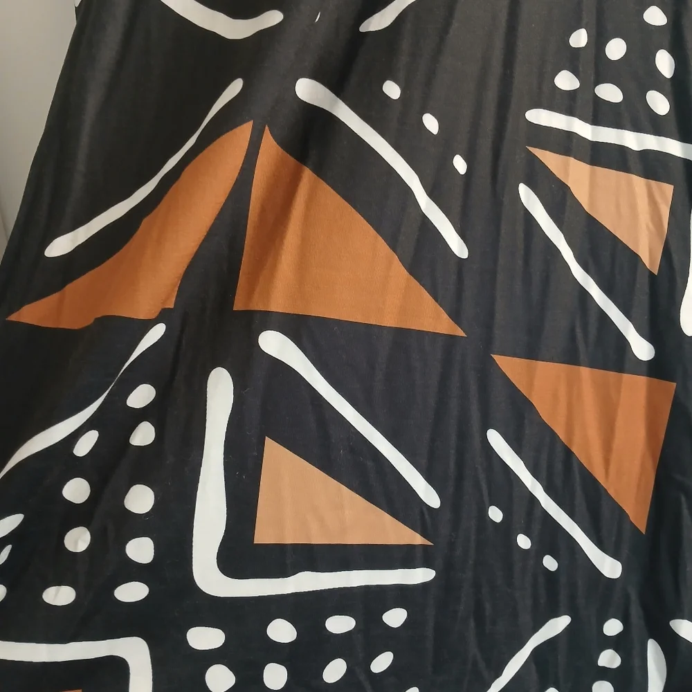 Black & Brown Split-Sleeve Geometric Tribal Print Open Front Jacket 5X / 20 NWOT